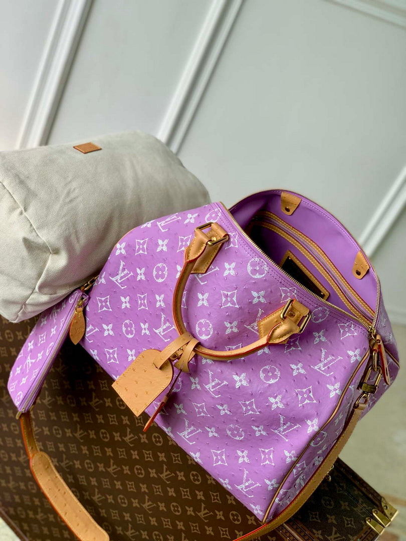 LV M24417 Louis Vuitton Speedy P9 Bandouliere 40 Bag Light purple Ostrich Pattern
