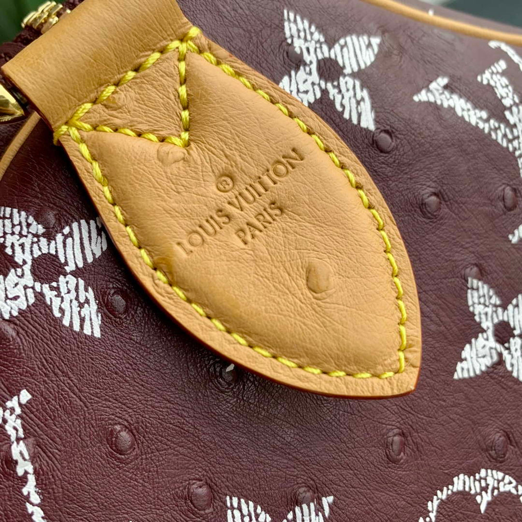 LV M24417 Louis Vuitton Speedy P9 Bandouliere 40 Bag Maroon Ostrich Pattern