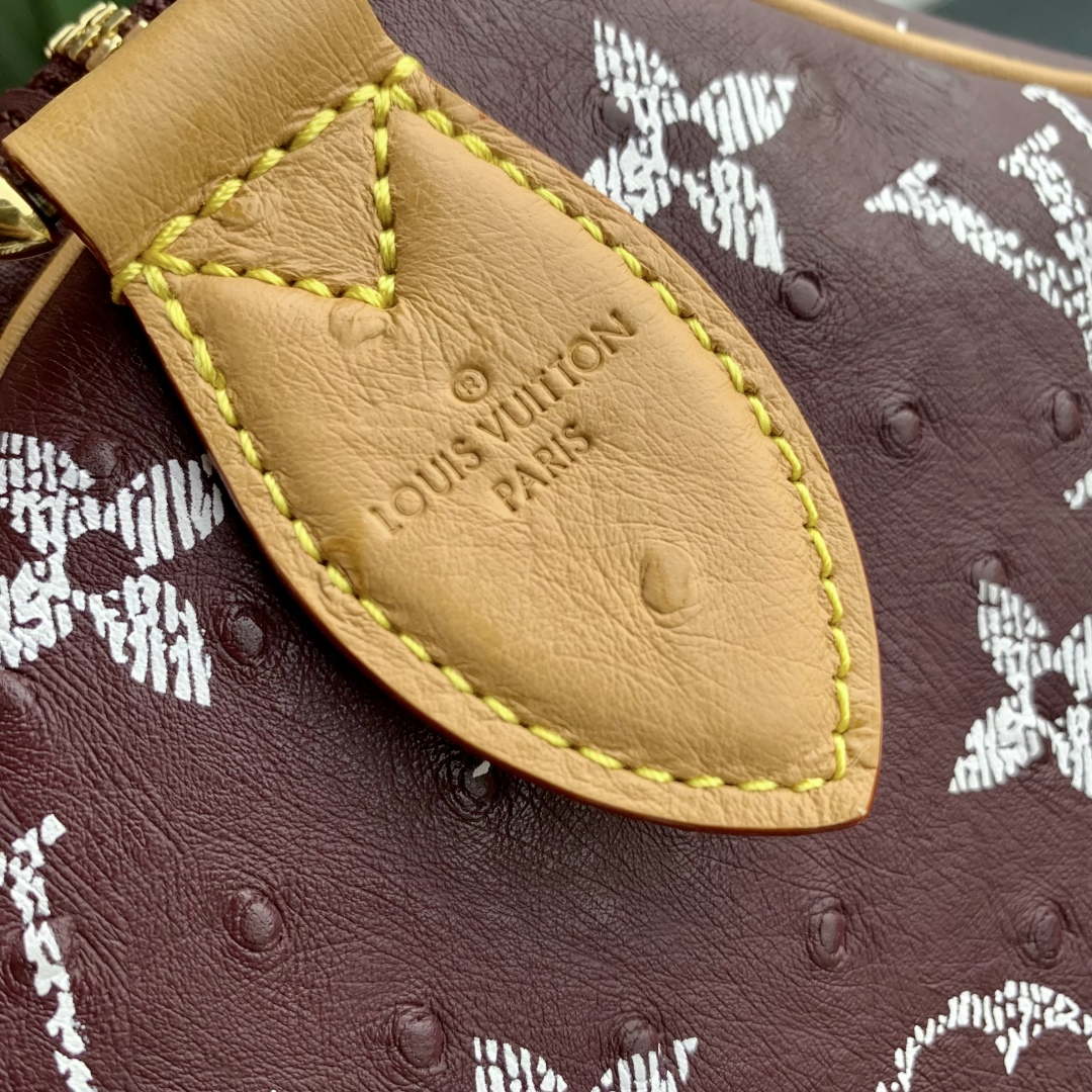 LV M24417 Louis Vuitton Speedy P9 Bandouliere 40 Bag Maroon Ostrich Pattern