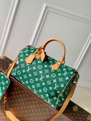 LV M24417 Louis Vuitton Speedy P9 Bandouliere 40 Bag Monogram Leather Green - Default Title - View 1