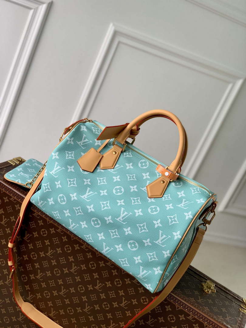 LV M24417 Louis Vuitton Speedy P9 Bandouliere 40 Bag Monogram Leather Light Blue
