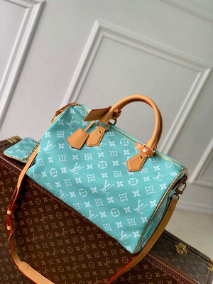 LV M24417 Louis Vuitton Speedy P9 Bandouliere 40 Bag Monogram Leather Light Blue - Default Title - View 1