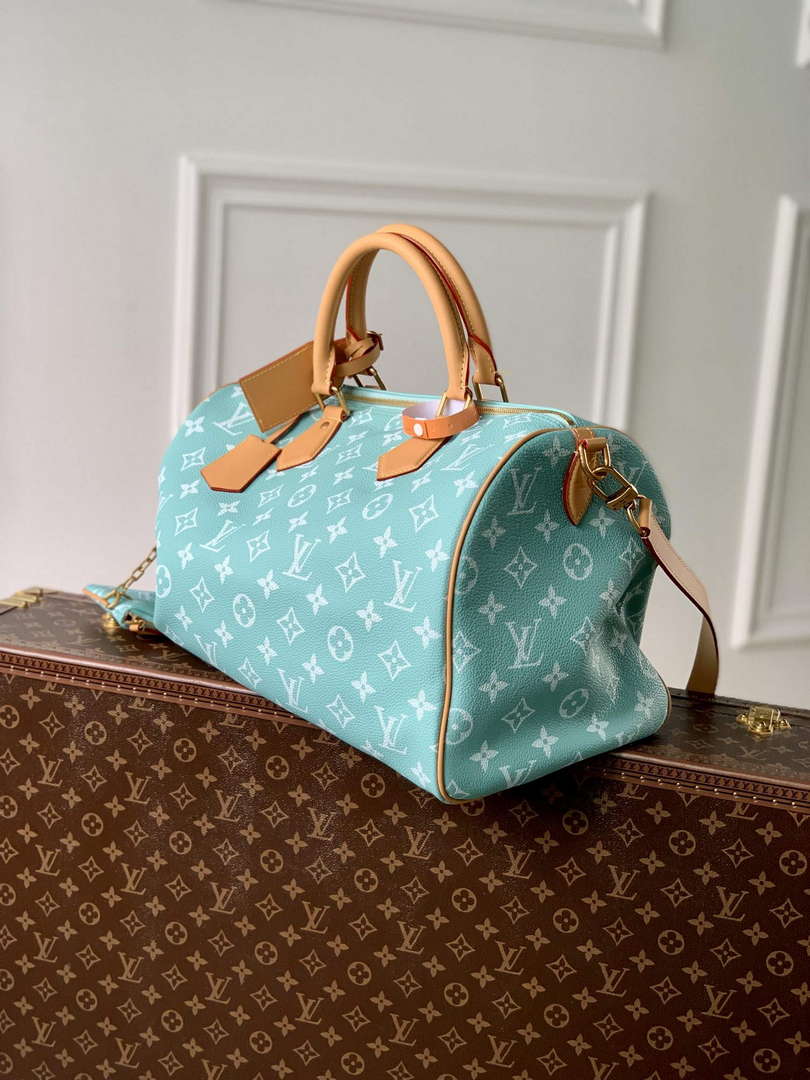 LV M24417 Louis Vuitton Speedy P9 Bandouliere 40 Bag Monogram Leather Light Blue - Default Title - View 2