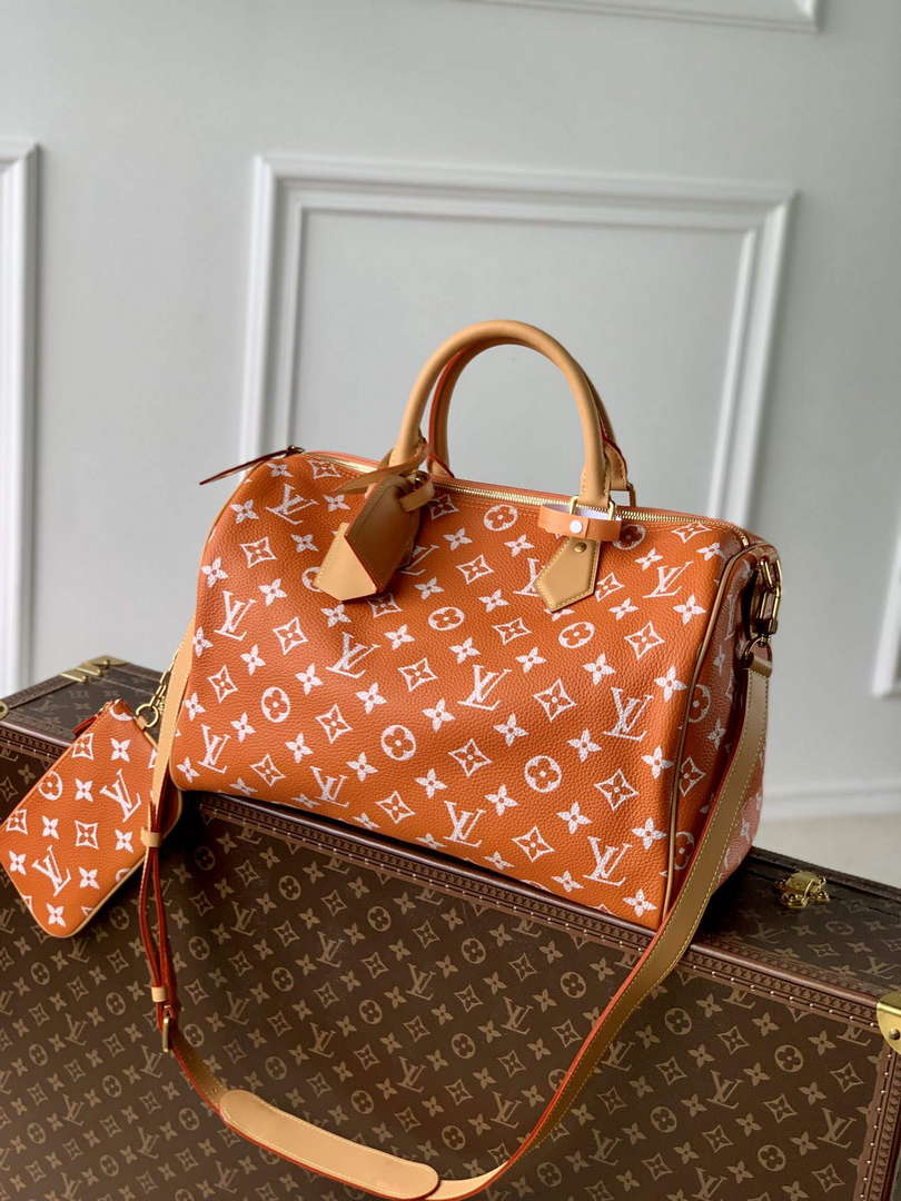 LV M24417 Louis Vuitton Speedy P9 Bandouliere 40 Bag Monogram Leather Orange - Default Title - View 1