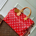 LV M24417 Louis Vuitton Speedy P9 Bandouliere 40 Bag Red Ostrich Pattern