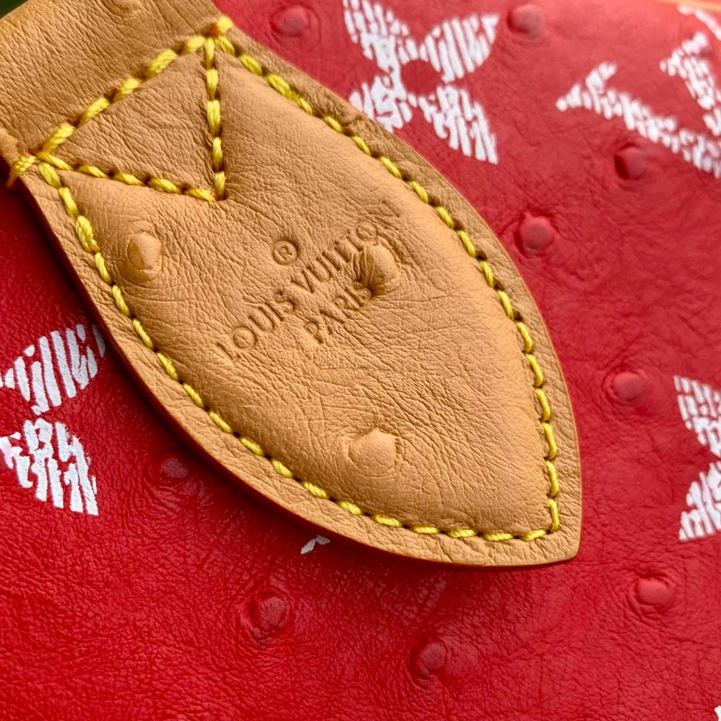 LV M24417 Louis Vuitton Speedy P9 Bandouliere 40 Bag Red Ostrich Pattern