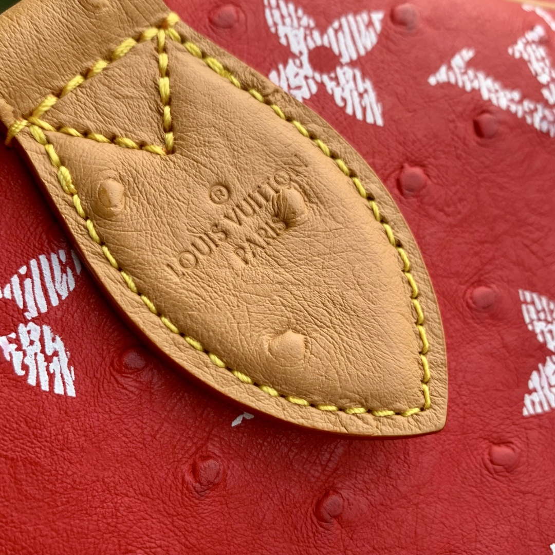 LV M24417 Louis Vuitton Speedy P9 Bandouliere 40 Bag Red Ostrich Pattern