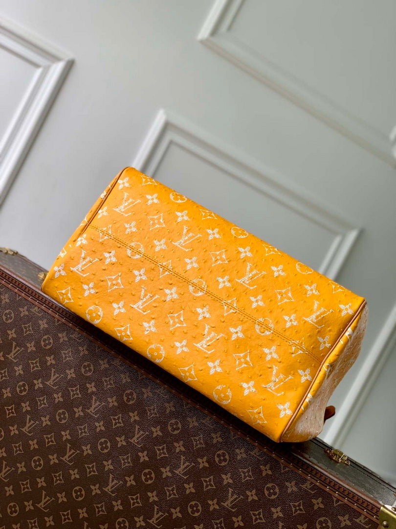 LV M24417 Louis Vuitton Speedy P9 Bandouliere 40 Bag Yellow Ostrich Pattern