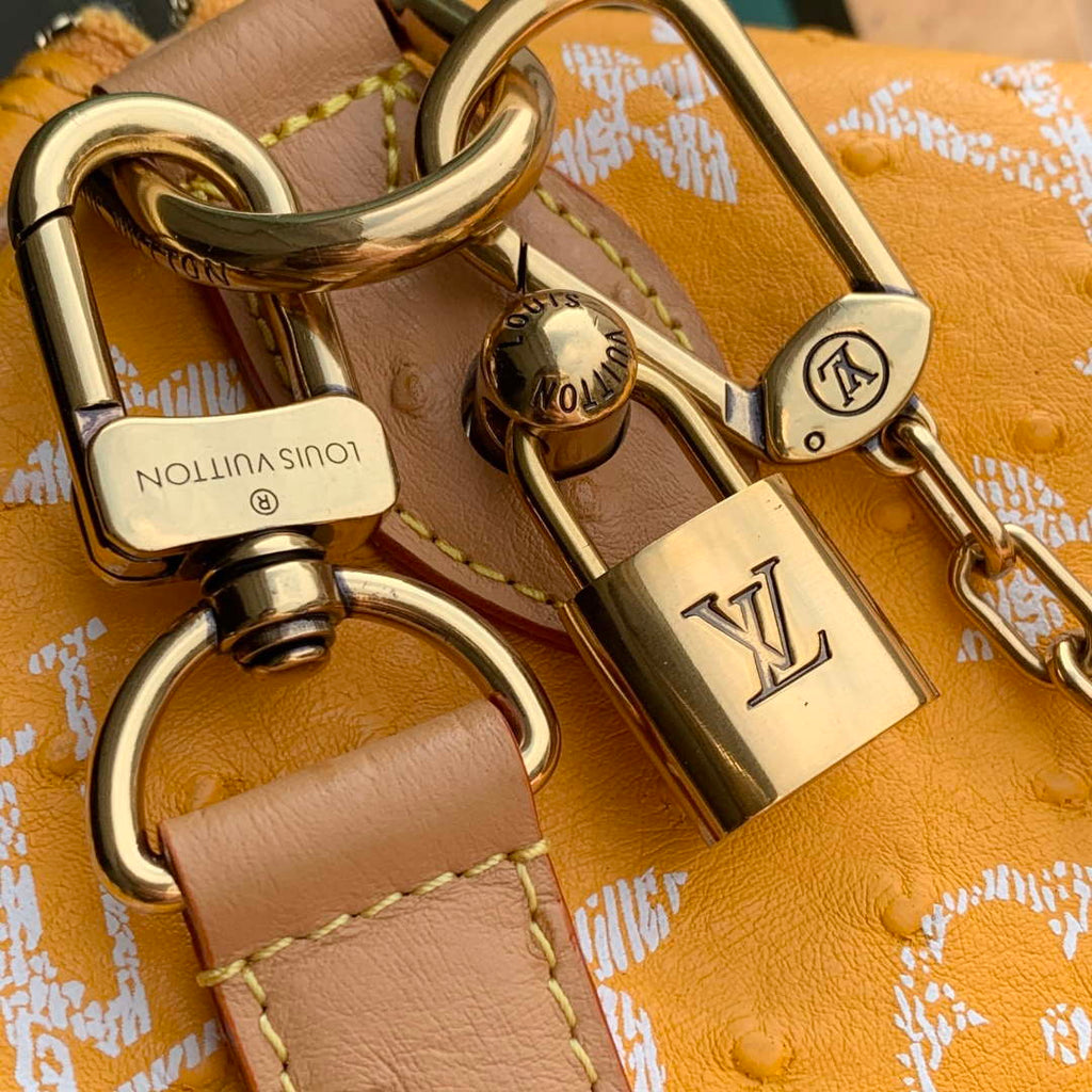 LV M24417 Louis Vuitton Speedy P9 Bandouliere 40 Bag Yellow Ostrich Pattern