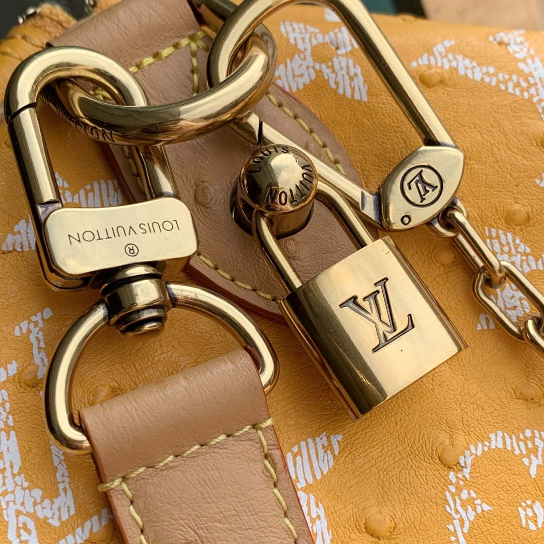 LV M24417 Louis Vuitton Speedy P9 Bandouliere 40 Bag Yellow Ostrich Pattern