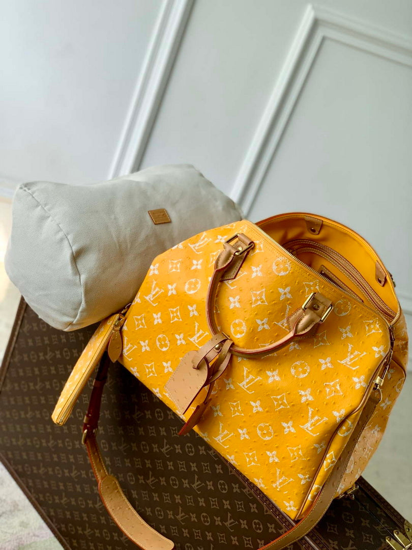 LV M24417 Louis Vuitton Speedy P9 Bandouliere 40 Bag Yellow Ostrich Pattern