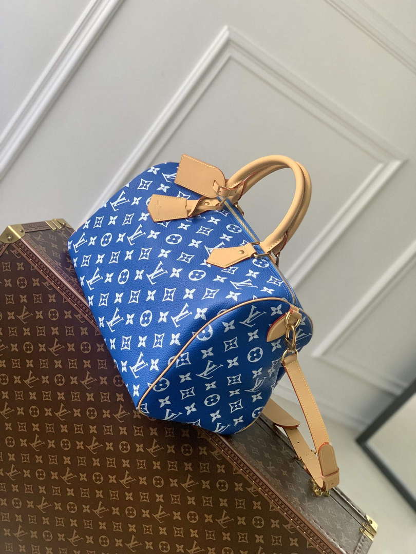 LV M24418 Louis Vuitton Speedy P9 Bandouliere 40 Bag Monogram Leather Blue