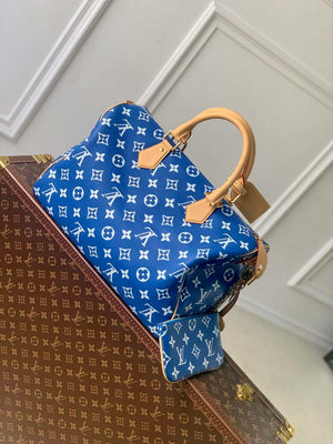 LV M24418 Louis Vuitton Speedy P9 Bandouliere 40 Bag Monogram Leather Blue - Default Title - View 2