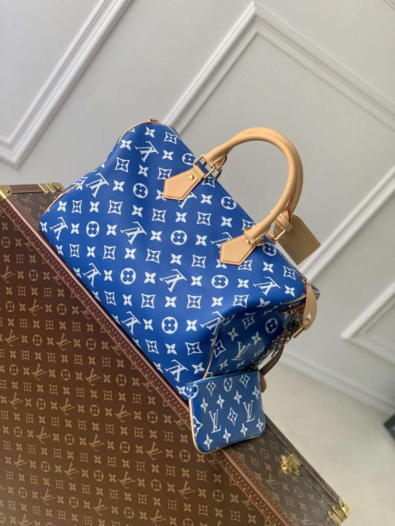 LV M24418 Louis Vuitton Speedy P9 Bandouliere 40 Bag Monogram Leather Blue - Default Title - View 2