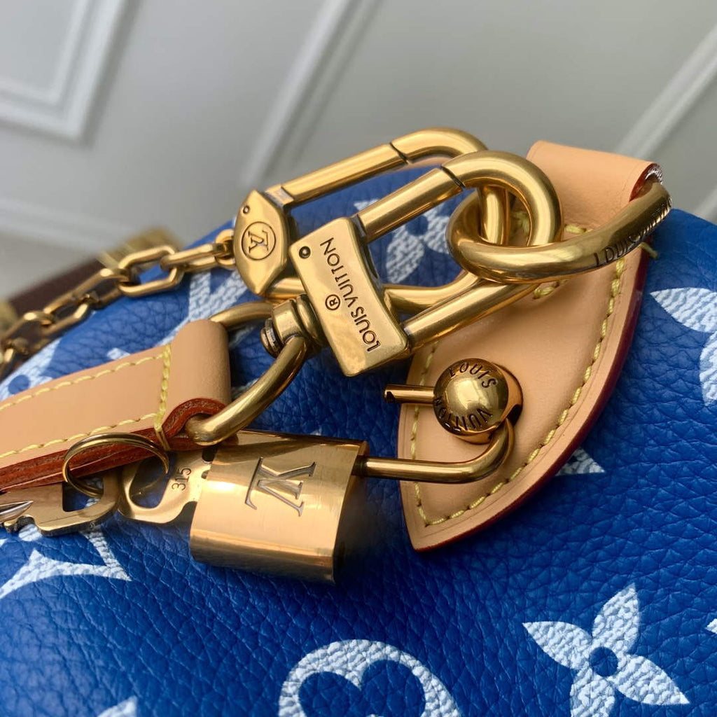 LV M24418 Louis Vuitton Speedy P9 Bandouliere 40 Bag Monogram Leather Blue