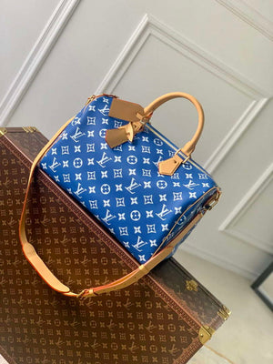 LV M24418 Louis Vuitton Speedy P9 Bandouliere 40 Bag Monogram Leather Blue - Default Title - View 8
