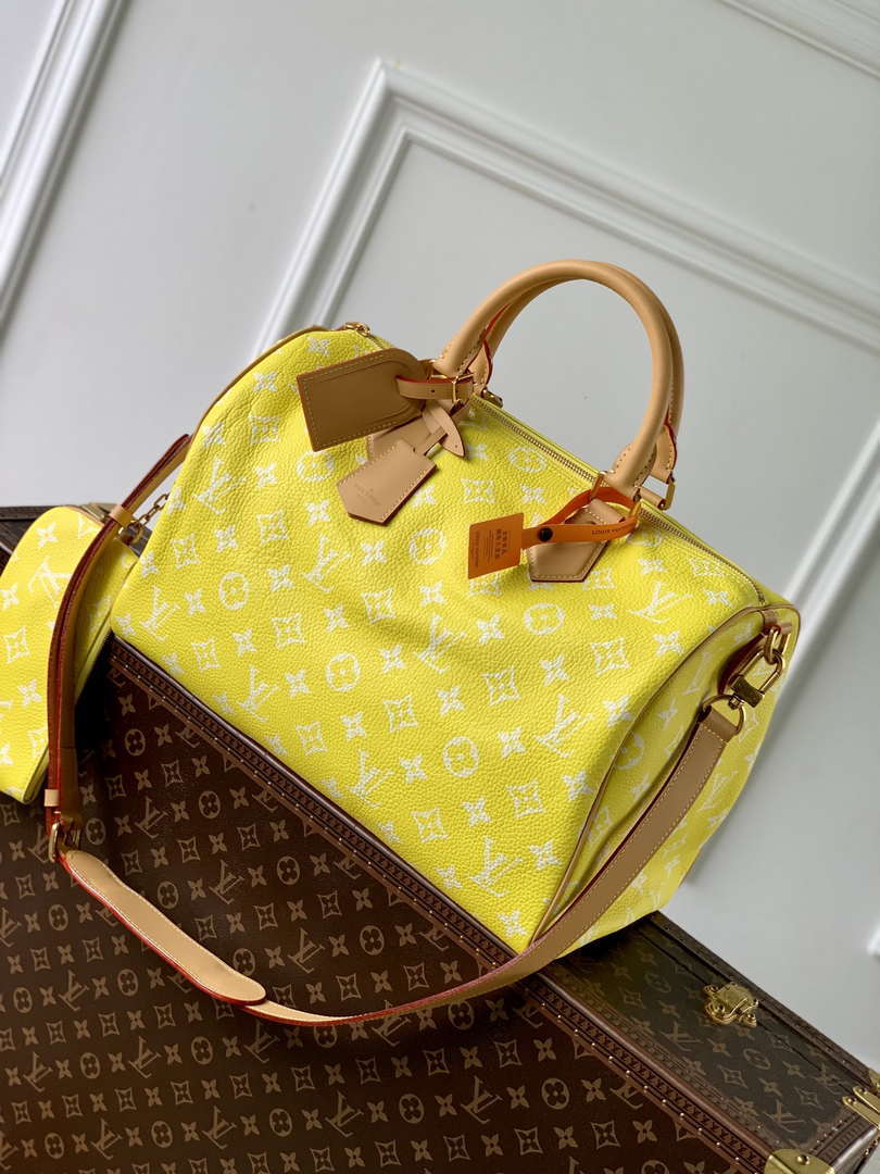 LV M24419 Louis Vuitton Speedy P9 Bandouliere 40 Bag Monogram Leather Fluorescent Yellow