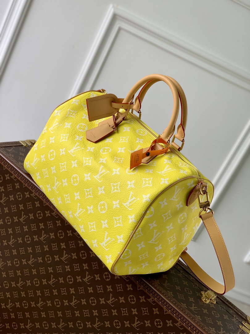 LV M24419 Louis Vuitton Speedy P9 Bandouliere 40 Bag Monogram Leather Fluorescent Yellow