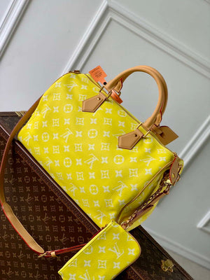 LV M24419 Louis Vuitton Speedy P9 Bandouliere 40 Bag Monogram Leather Fluorescent Yellow - Default Title - View 3