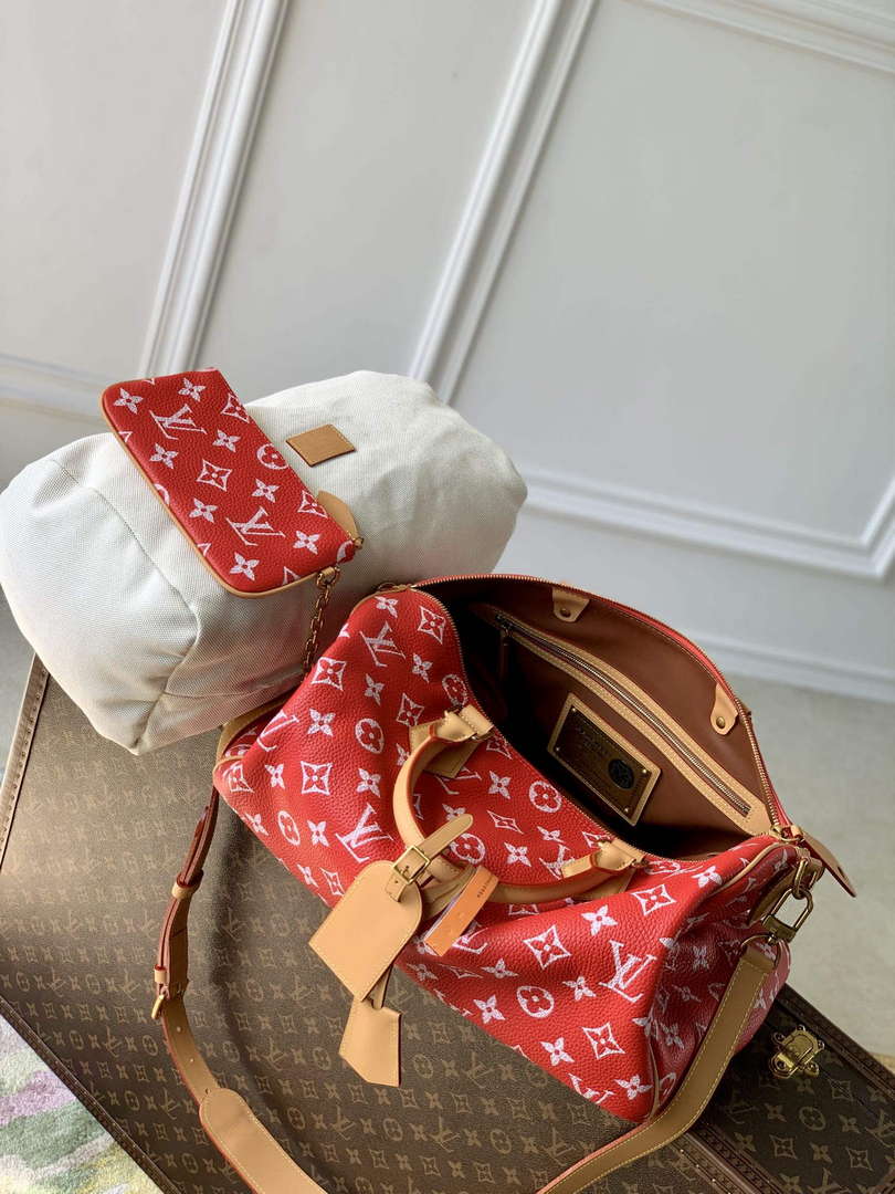 LV M24420 Louis Vuitton Speedy P9 Bandouliere 40 Bag Monogram Leather Red