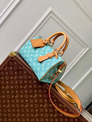 LV M24423 Louis Vuitton Speedy P9 Bandouliere 25 Bag Monogram Leather Light Blue - Default Title - View 2