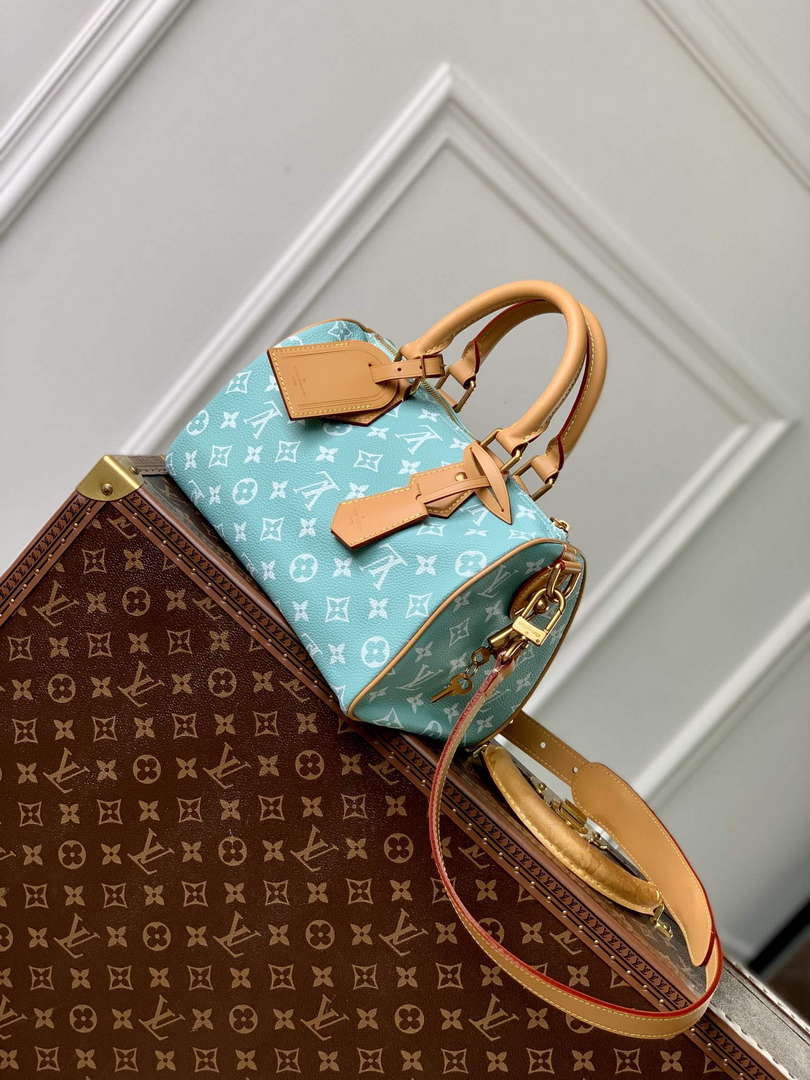 LV M24423 Louis Vuitton Speedy P9 Bandouliere 25 Bag Monogram Leather Light Blue - Default Title - View 2