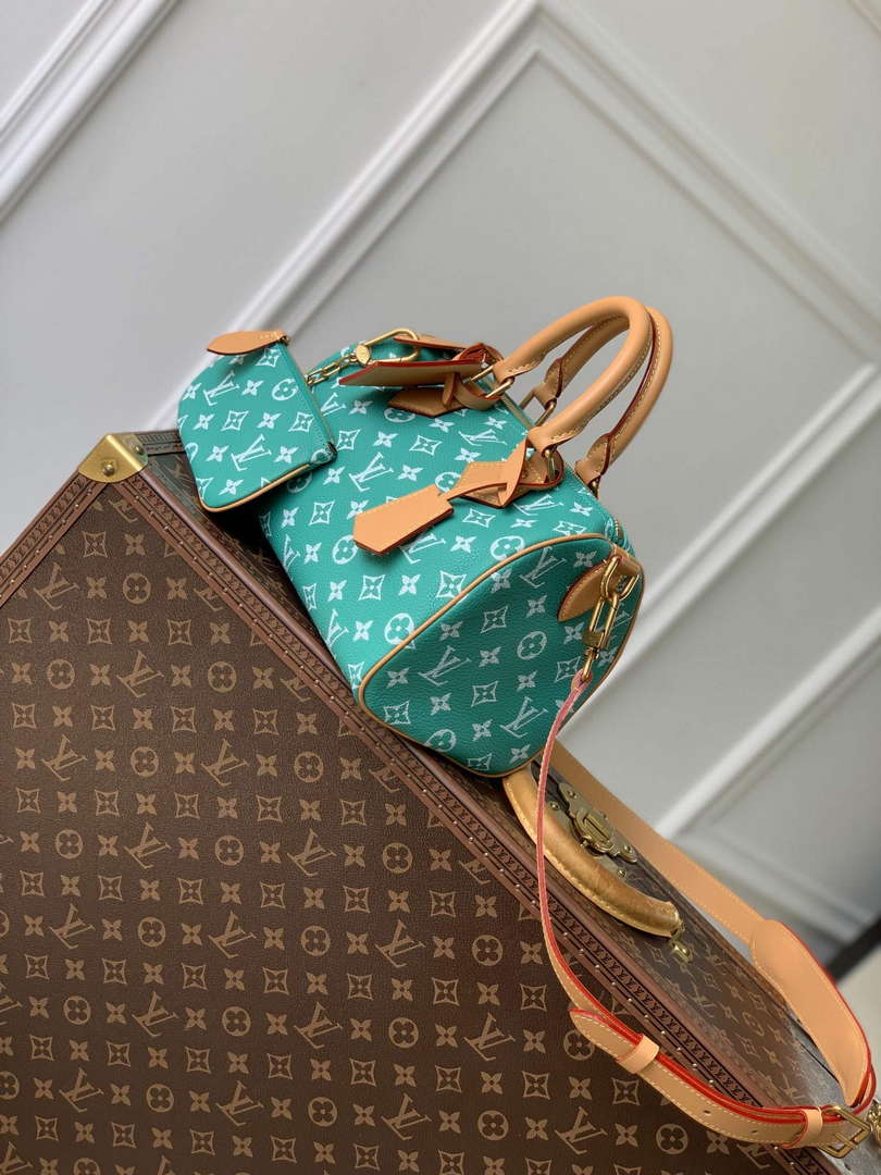 LV M24423 Louis Vuitton Speedy P9 Bandouliere 25 Bag Monogram Leather Light Green - Default Title - View 2