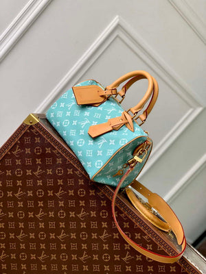 LV M24423 Louis Vuitton Speedy P9 Bandouliere 25 Bag Monogram Leather Light Blue - Default Title - View 3
