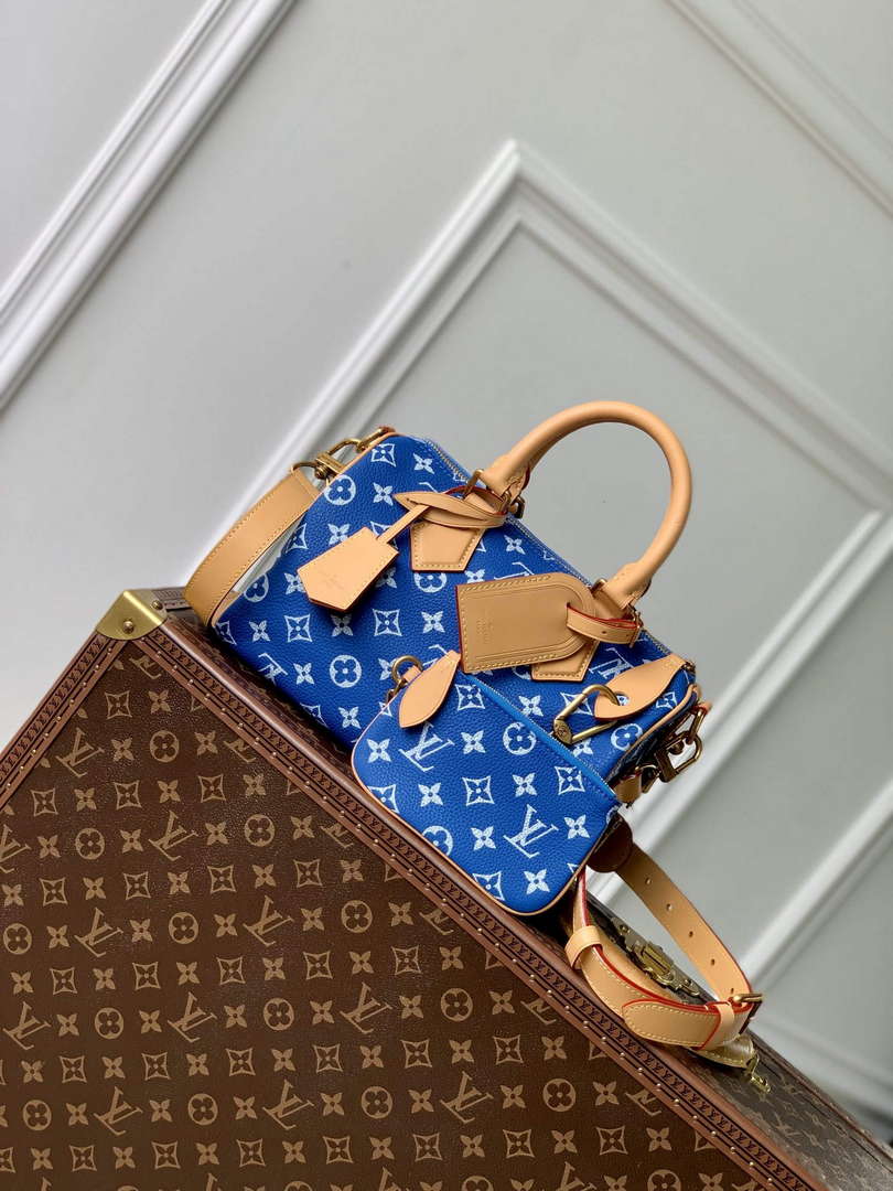 LV M24424 Louis Vuitton Speedy P9 Bandouliere 25 Bag Monogram Leather Blue - Default Title - View 1