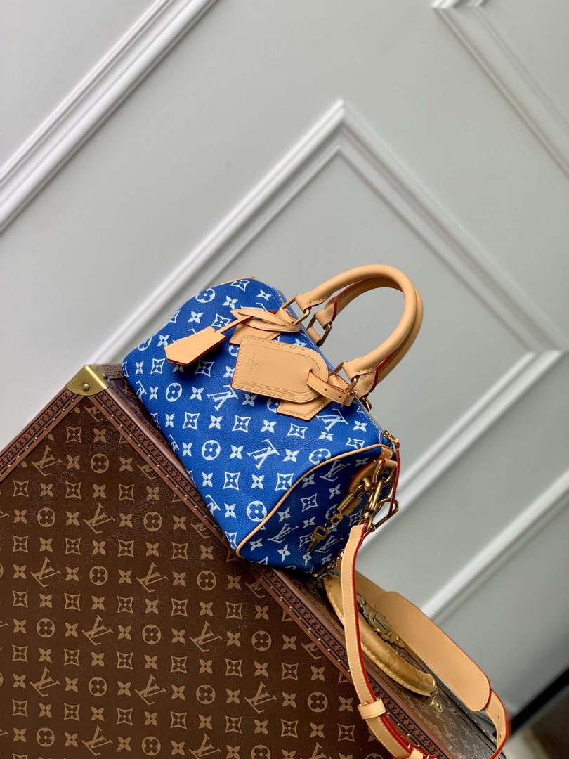 LV M24424 Louis Vuitton Speedy P9 Bandouliere 25 Bag Monogram Leather Blue