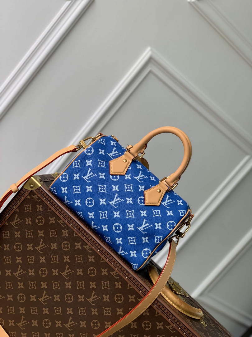 LV M24424 Louis Vuitton Speedy P9 Bandouliere 25 Bag Monogram Leather Blue
