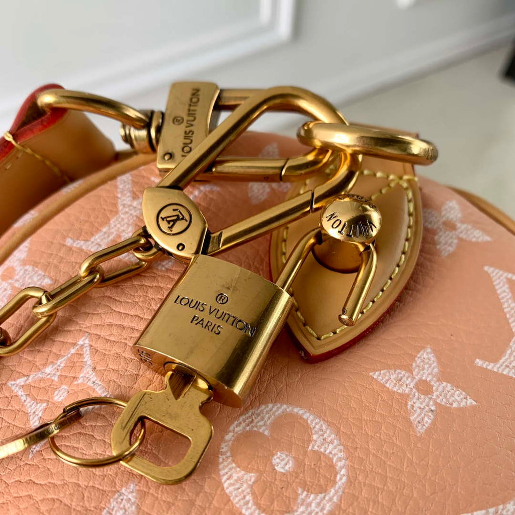 LV M24424 Louis Vuitton Speedy P9 Bandouliere 25 Monogram Bag Pastel Peach