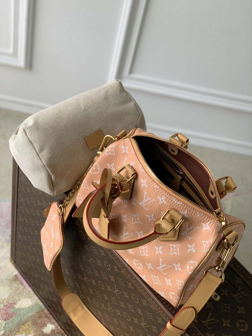 LV M24424 Louis Vuitton Speedy P9 Bandouliere 25 Monogram Bag Pastel Peach
