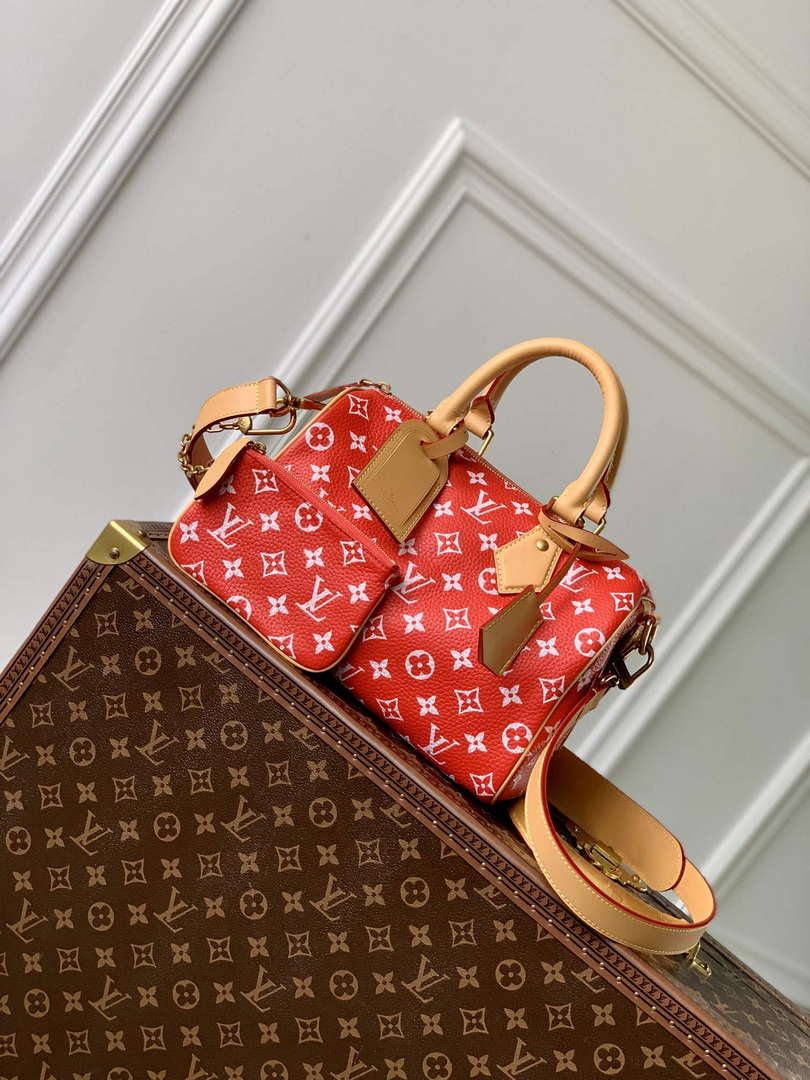 LV M24425 Louis Vuitton Speedy P9 Bandouliere 25 Bag Monogram Leather Red - Default Title - View 1