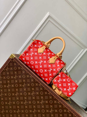 LV M24425 Louis Vuitton Speedy P9 Bandouliere 25 Bag Monogram Leather Red - Default Title - View 3