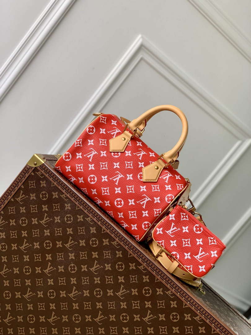 LV M24425 Louis Vuitton Speedy P9 Bandouliere 25 Bag Monogram Leather Red - Default Title - View 3