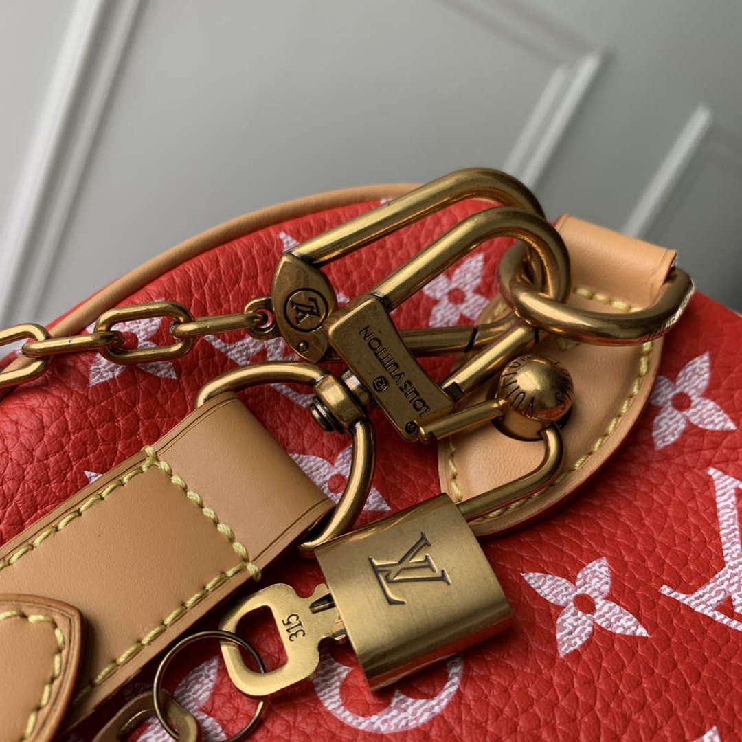 LV M24425 Louis Vuitton Speedy P9 Bandouliere 25 Bag Monogram Leather Red
