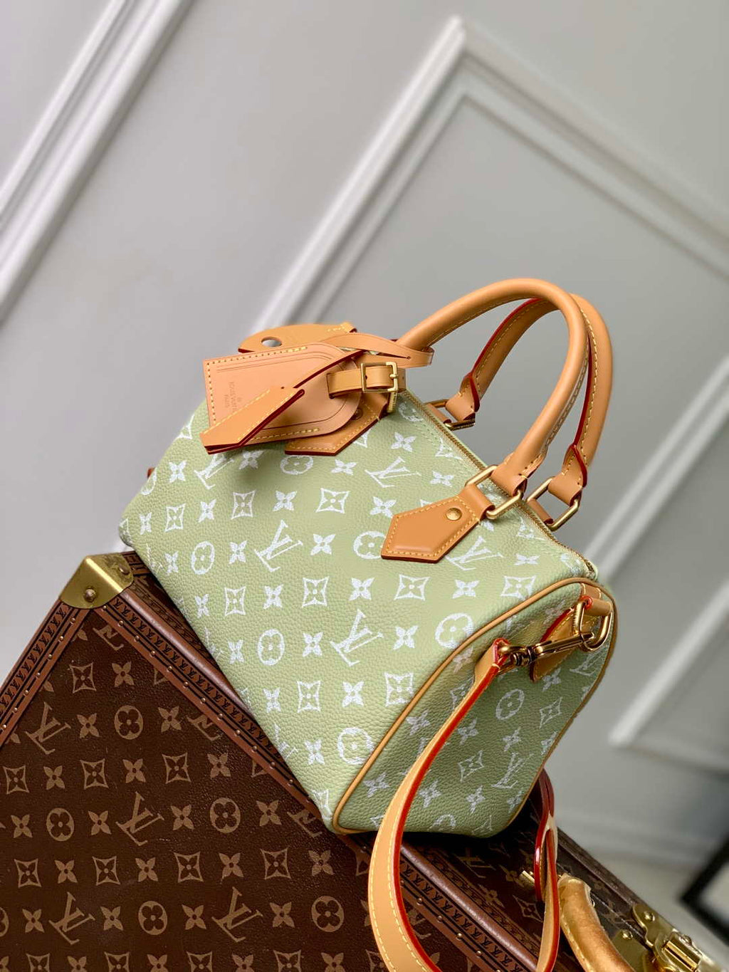 LV M24443 Louis Vuitton Speedy P9 Bandouliere 25 Bag Fruit Green Leather