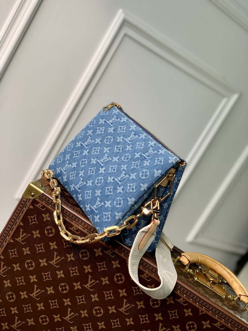 LV M24564 Louis Vuitton Coussin PM Handbag lambskin Navy Blue - Default Title - View 3