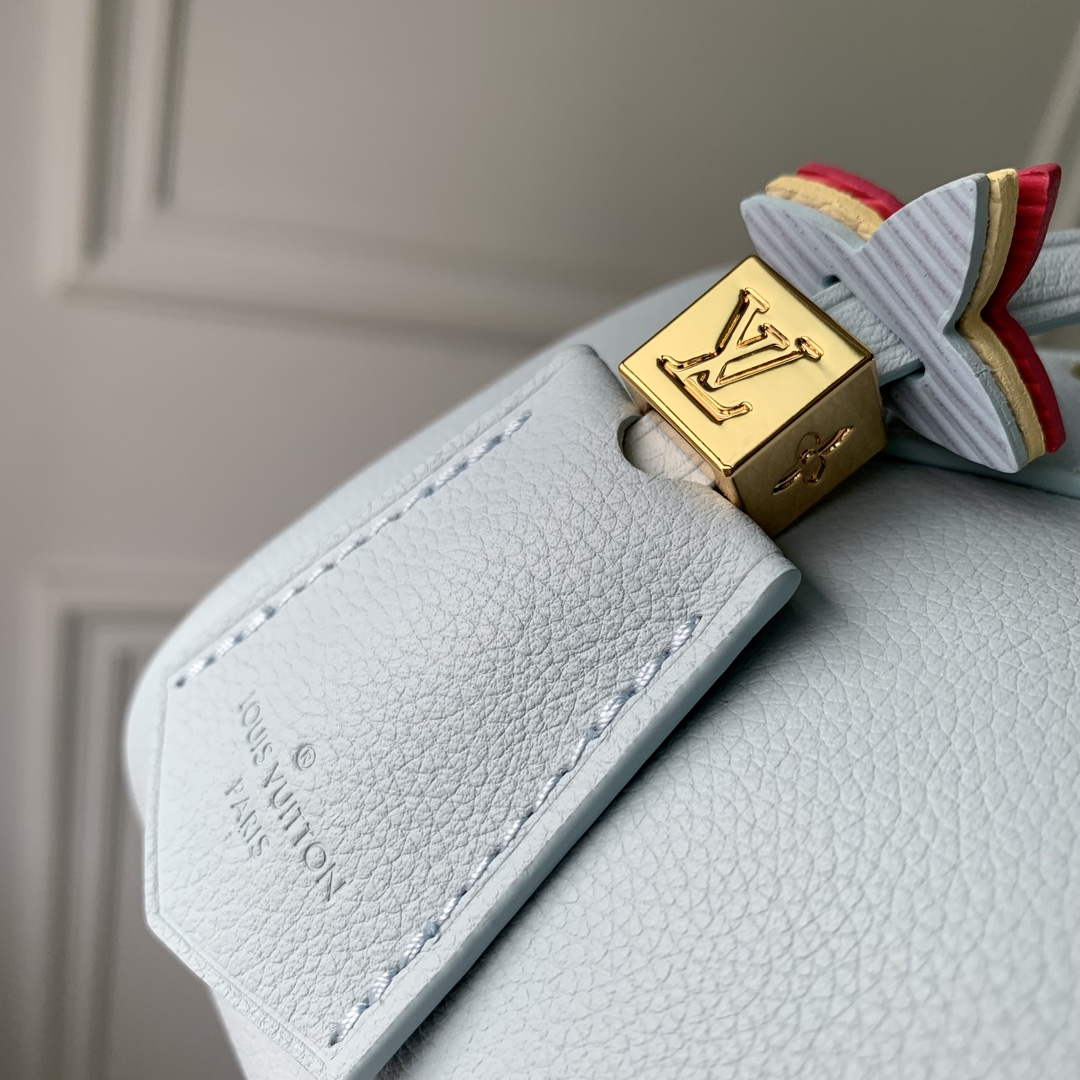 LV M24604 Louis Vuitton SPEEDY 18 LV&I Calf Leather Handbag Olympic Blue