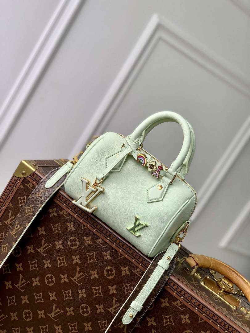 LV M24605 Louis Vuitton SPEEDY 18 LV&I Calf Leather Handbag Matcha Green - Default Title - View 1