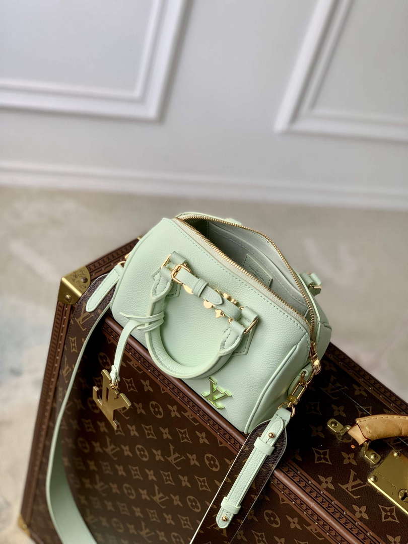 LV M24605 Louis Vuitton SPEEDY 18 LV&I Calf Leather Handbag Matcha Green