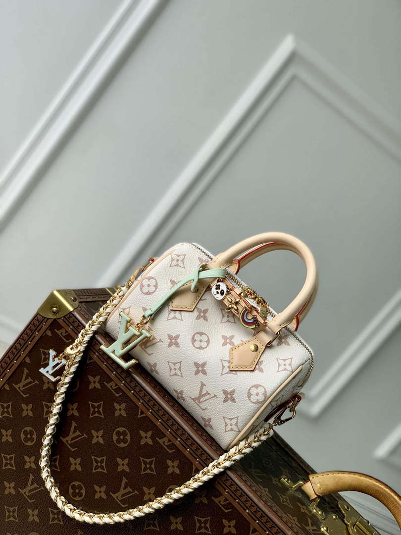 LV M24606 Louis Vuitton SPEEDY 18 LV&I Monogram Dune Coated Canvas Bag Beige - Default Title - View 1