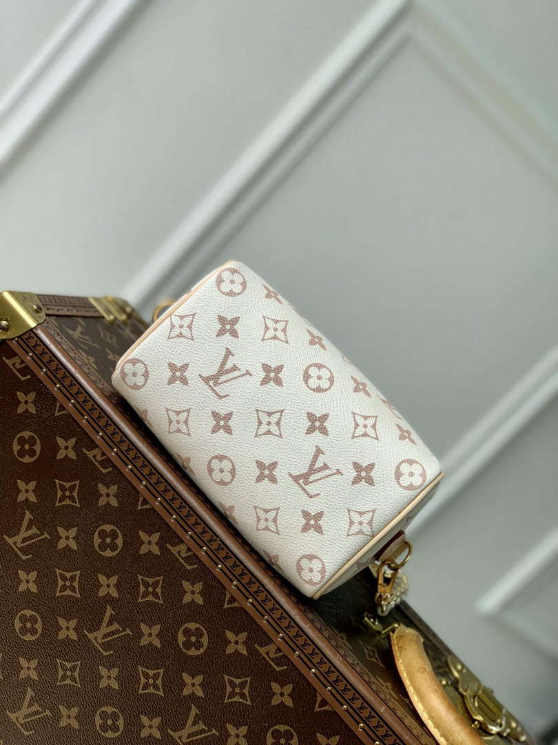 LV M24606 Louis Vuitton SPEEDY 18 LV&I Monogram Dune Coated Canvas Bag Beige