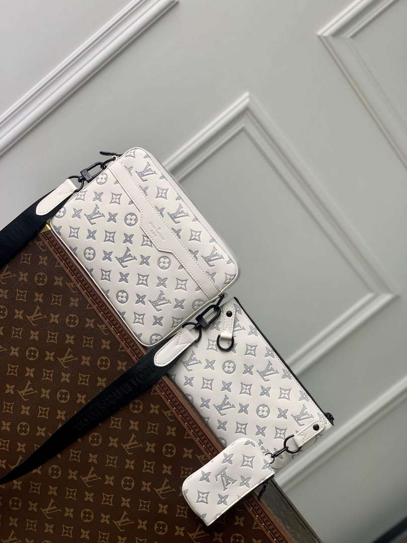 LV M24754 Louis Vuitton Trio Messenger Bag White/Navy Blue - Default Title - View 1