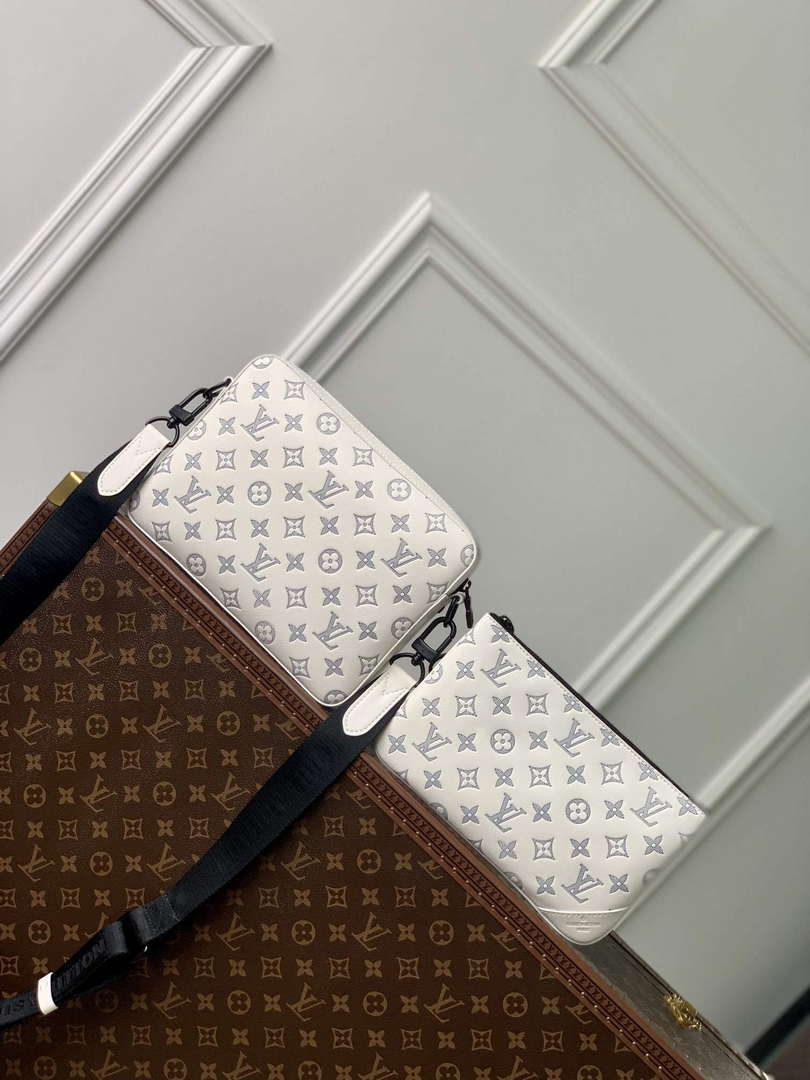 LV M24754 Louis Vuitton Trio Messenger Bag White/Navy Blue