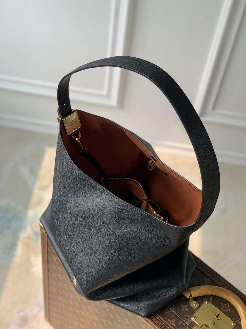 LV M24856 Louis Vuitton Low Key Hobo MM Handbag Black - Default Title - View 9