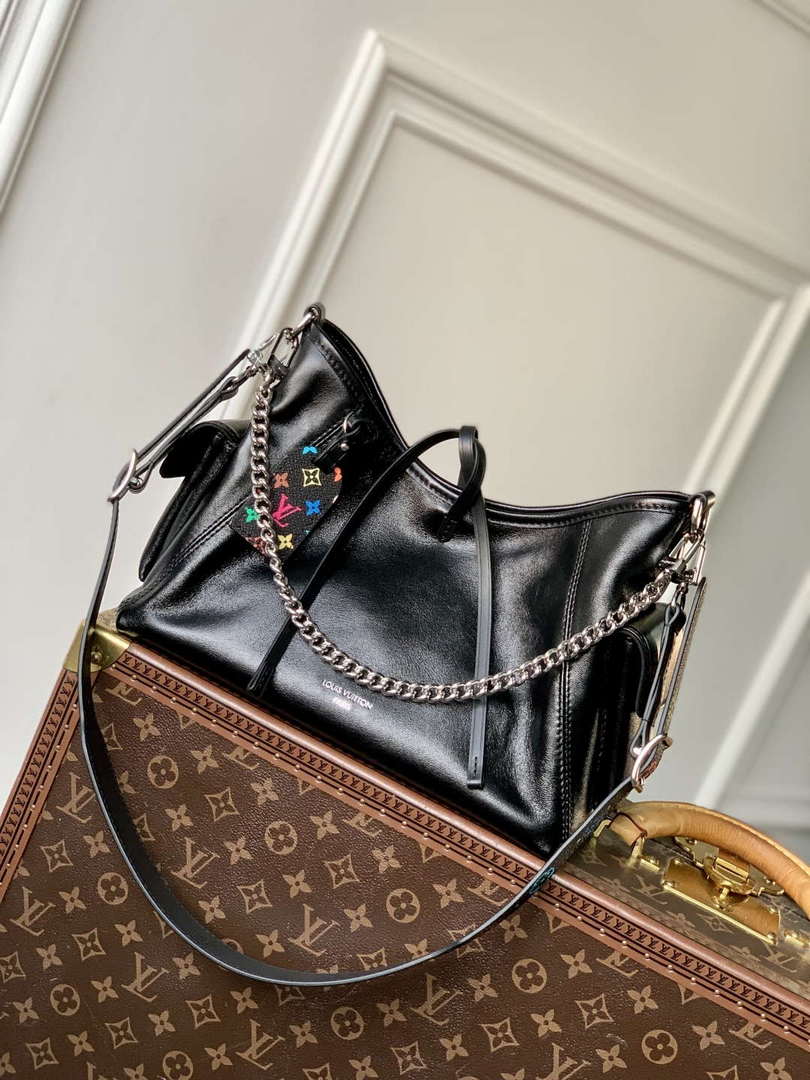LV M24861 Louis Vuitton LV x TM CarryAll Vibe PM Handbag Black - Default Title - View 1