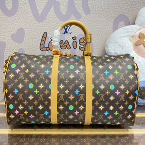 LV M24901 Louis Vuitton Keepall Bandouliere  50 Travel Bag Chocolate - Default Title - View 2