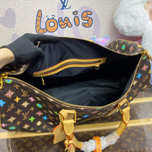 LV M24901 Louis Vuitton Keepall Bandouliere  50 Travel Bag Chocolate - Default Title - View 9